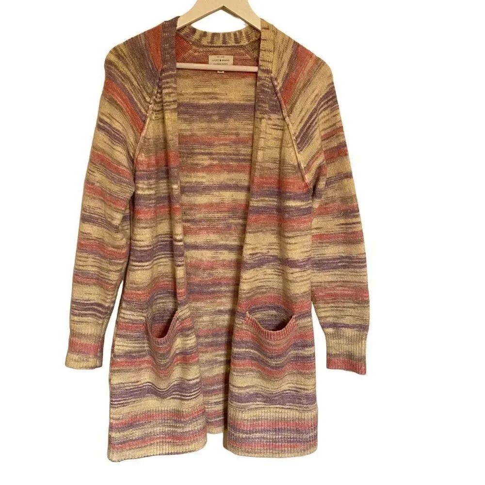 Lucky Brand medium space dye color cardigan pockets